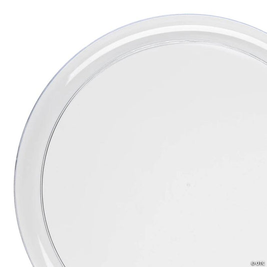 10" Clear Flat Round Disposable Plastic Dinner Plates (40 Plates) | USA Decoration®