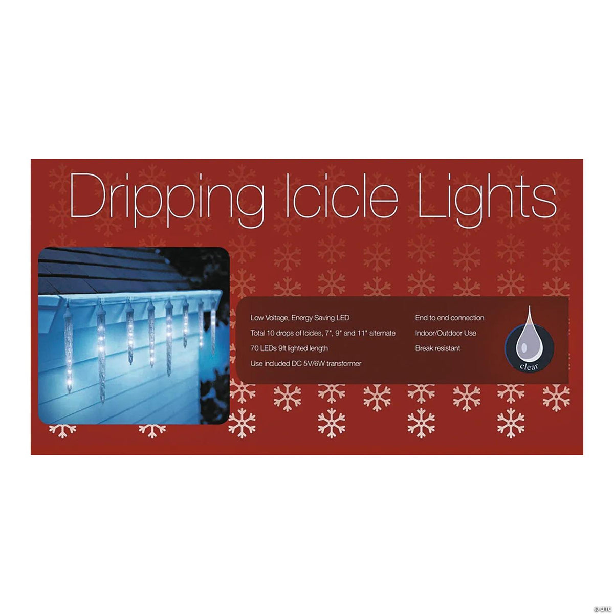 String of 10 dripping icicle holiday LED lights