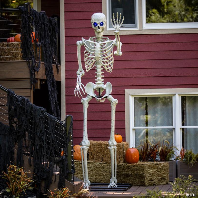 10 Ft. 5" Standing Multicolor Light-Up Eyes Posable Titan Skeleton Halloween Decoration