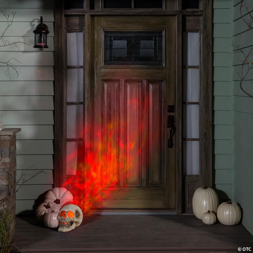 10" LightshowFire & Ice™ Flaming Skull Projection Light Halloween Decoration
