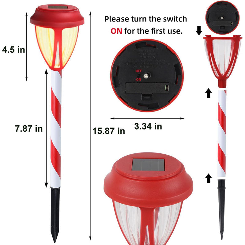 10 Pack Solar Candy Cane Pathway Lights, Outdoor Christmas Garden Markers With Auto On/Off, Waterproof Solar Powered Decor For Patio Yard Walkway Driveway