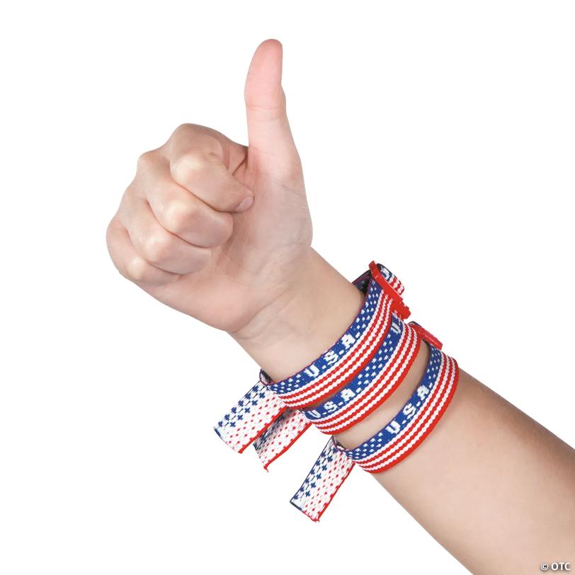 10" Patriotic USA Woven Nylon Friendship Bracelets – 12 Pc.