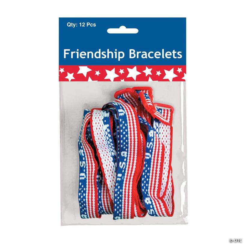 10" Patriotic USA Woven Nylon Friendship Bracelets – 12 Pc.