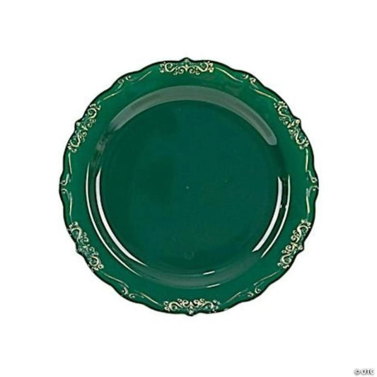 10 Round 8" Plastic Salad Dinner Plates Embossed Scalloped Rim Party Decorations | USA Decoration®