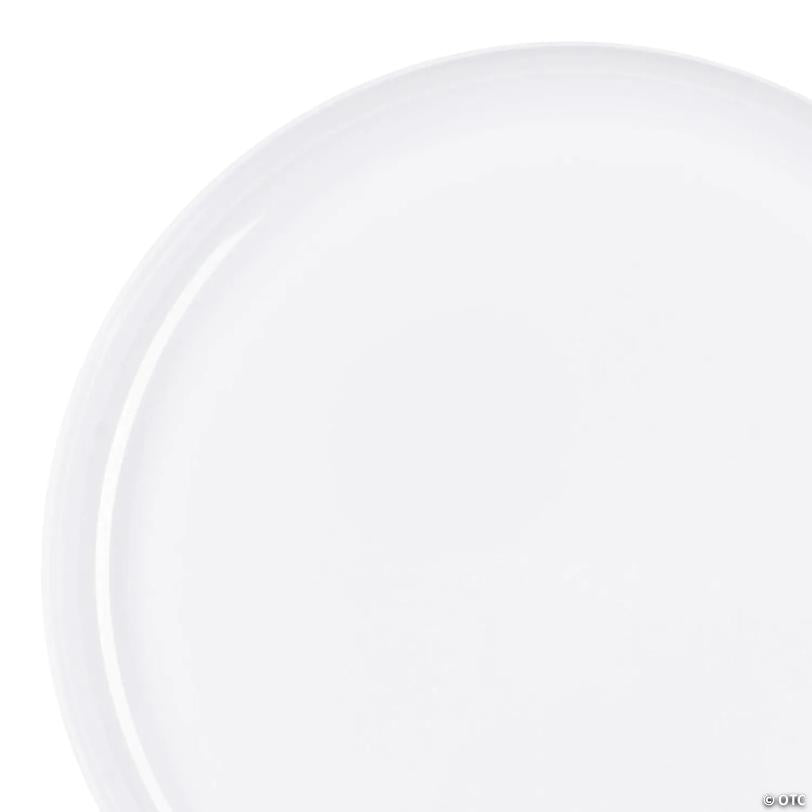 10" White Flat Round Disposable Plastic Dinner Plates (40 Plates) | USA Decoration®