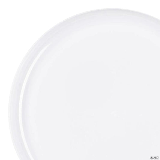 10" White Flat Round Disposable Plastic Dinner Plates (40 Plates) | USA Decoration®