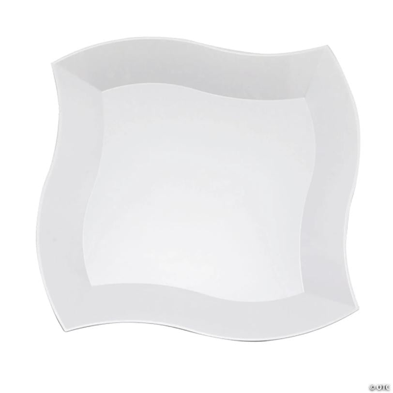 10" White Wave Plastic Dinner Plates (40 Plates) | USA Decoration®