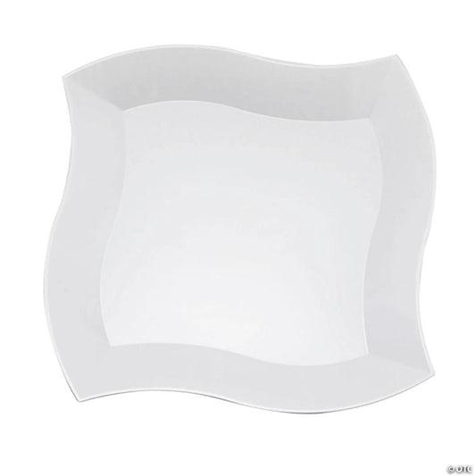 10" White Wave Plastic Dinner Plates (40 Plates) | USA Decoration®