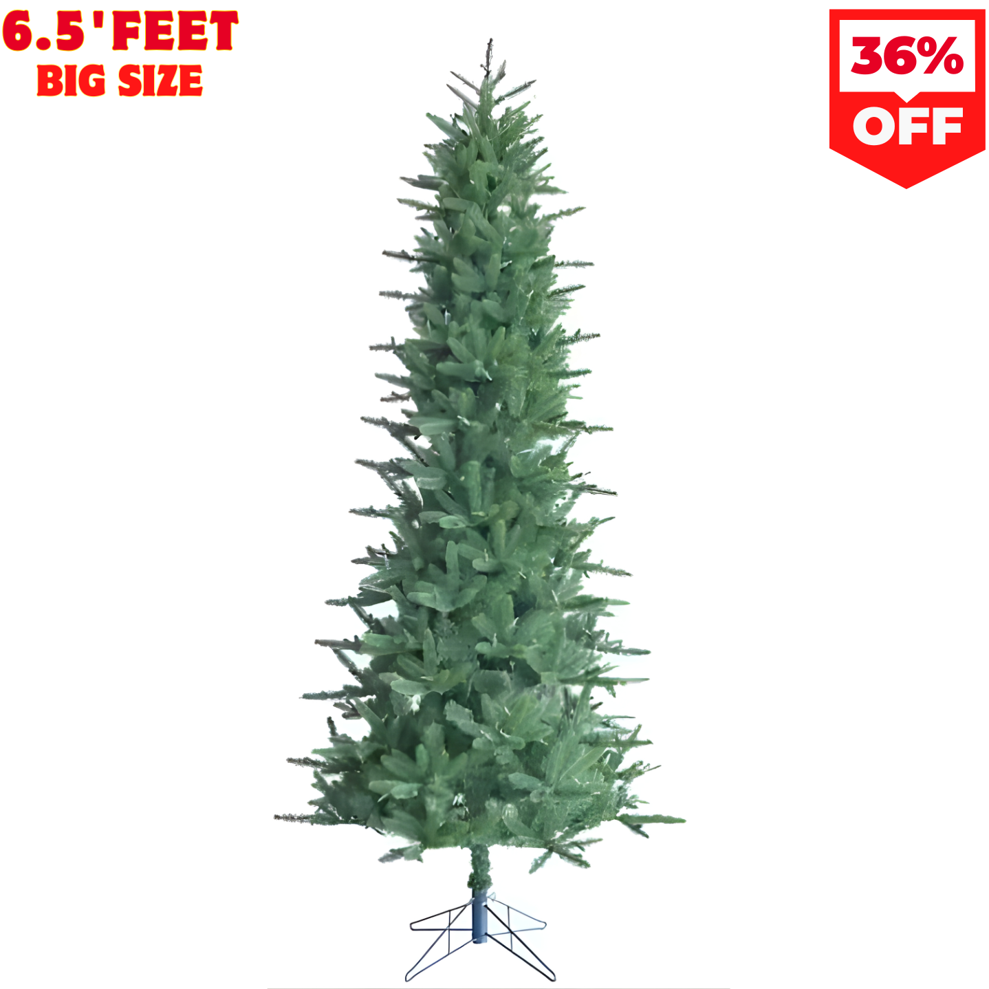 6.5-ft. Carmel Pine Slim Green Artificial Christmas Tree, No Lights,