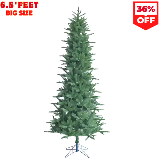 6.5-ft. Carmel Pine Slim Green Artificial Christmas Tree, No Lights,