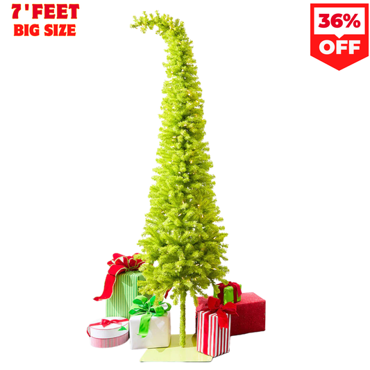 7 Foot Lime Green Whimsical Christmas Tree with LED Lights