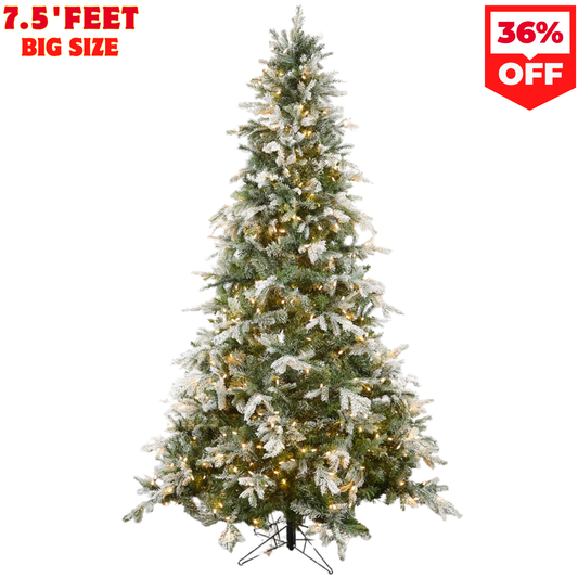7.5 Foot Snow Tip Aspen Christmas Tree with 650 Warm White LED Lights