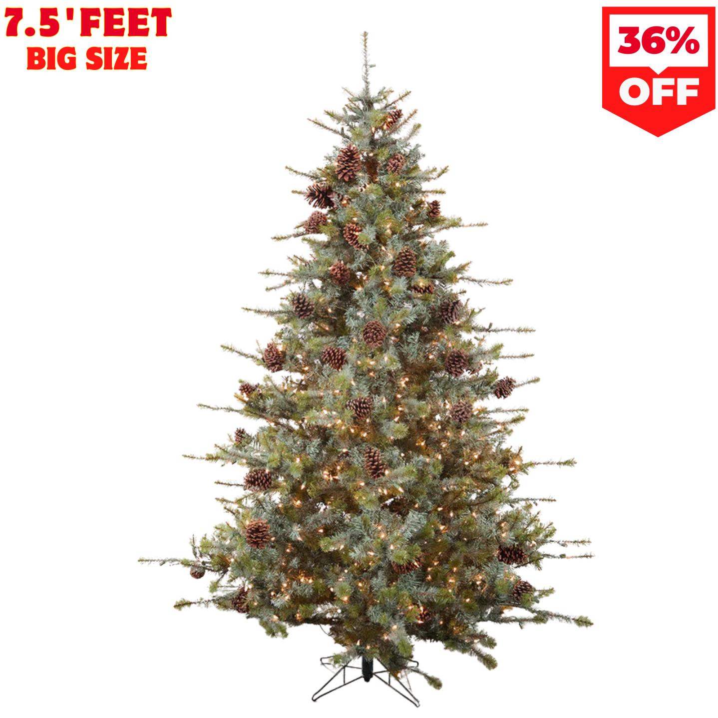 7.5 Foot Mammoth Pine Christmas Tree with 900 Warm White Lights