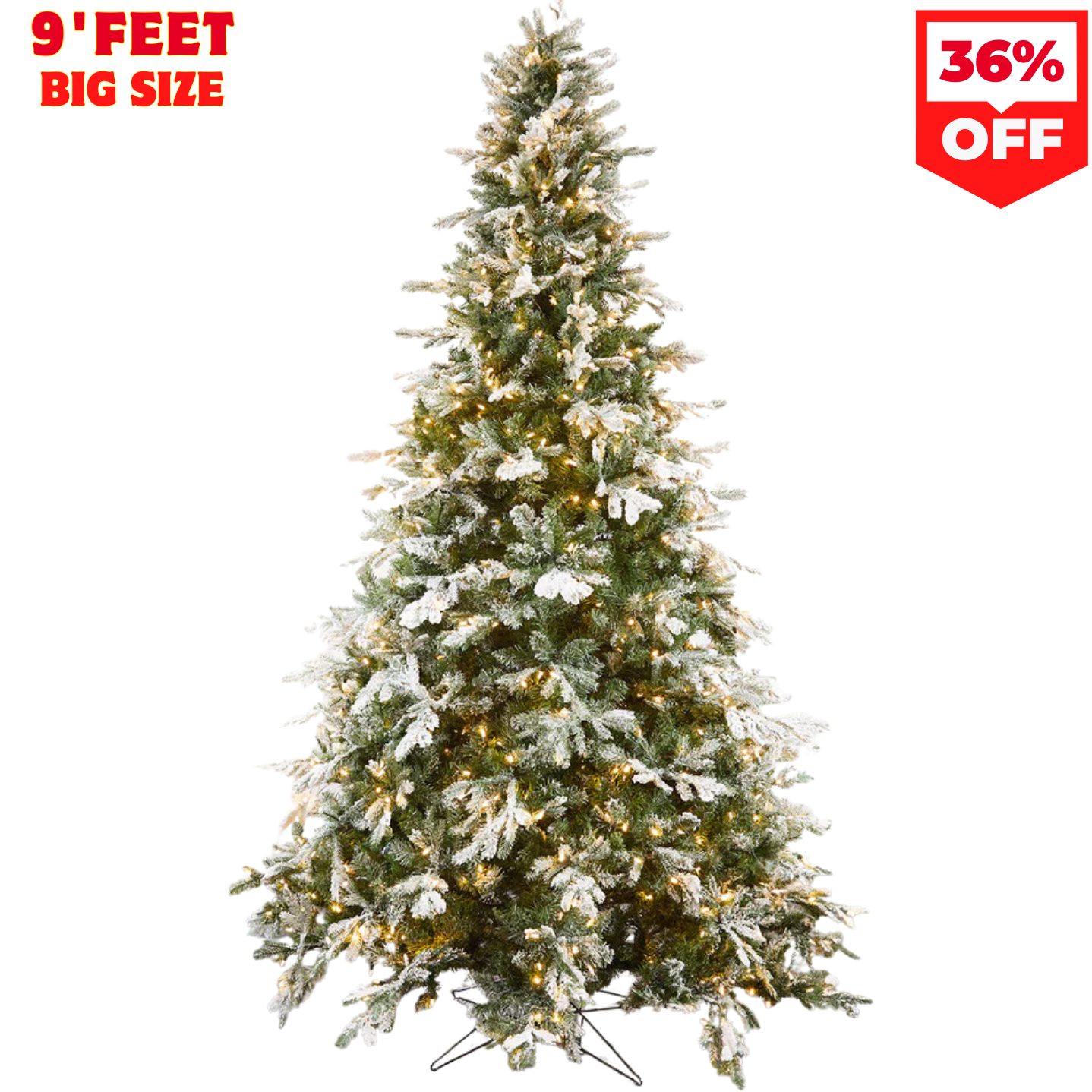 9 Foot Snow Tip Aspen Christmas Tree with 1,000 Warm White LED Lights