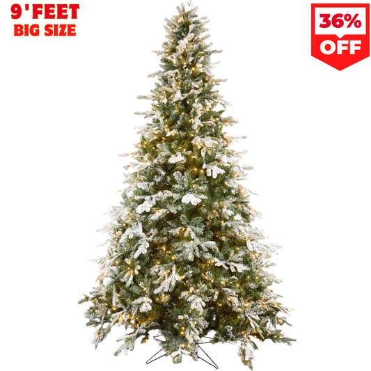 9 Foot Snow Tip Aspen Christmas Tree with 1,000 Warm White LED Lights