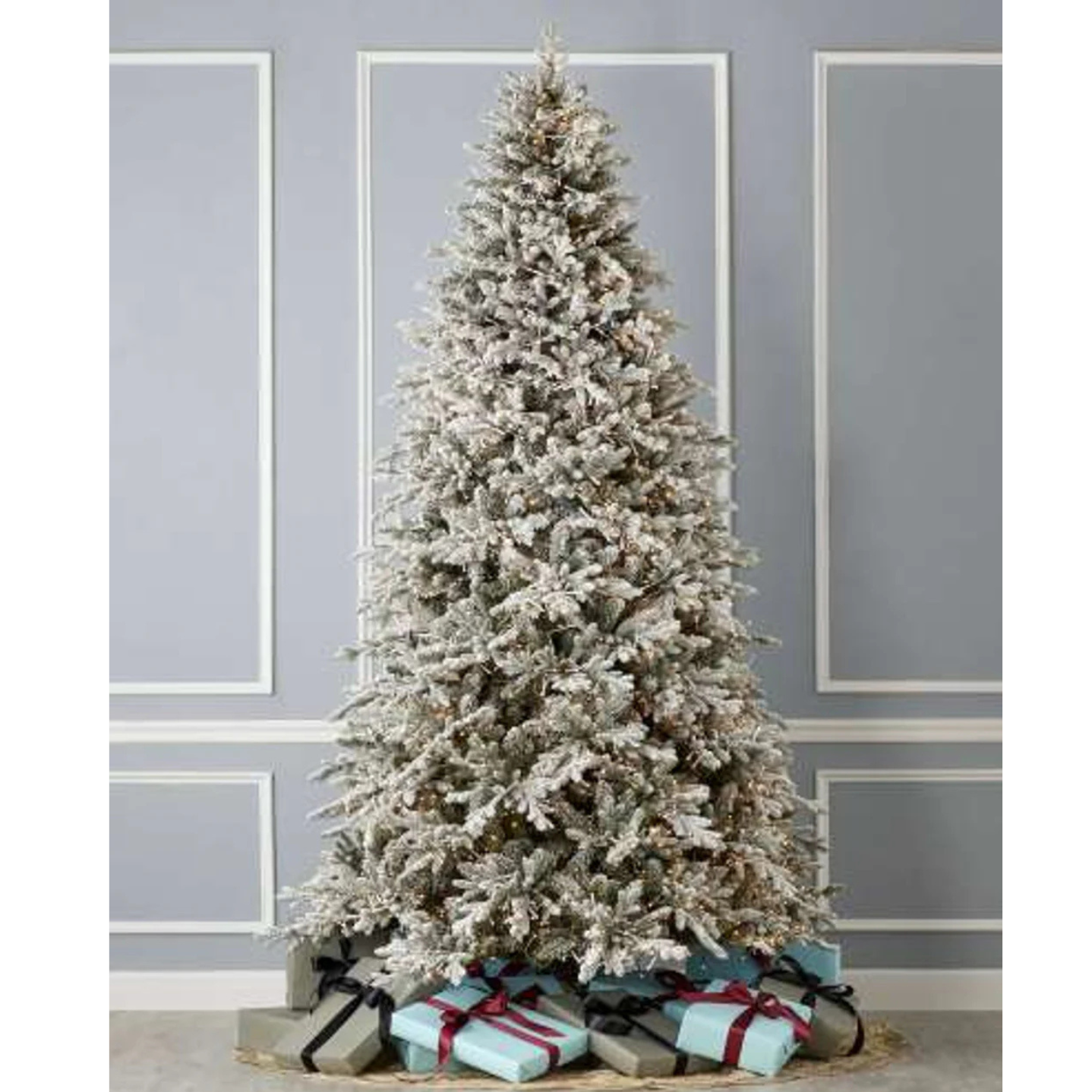 7.5 Foot Flocked Dandan Pine Christmas Tree with 2,200 Warm White LED Lights