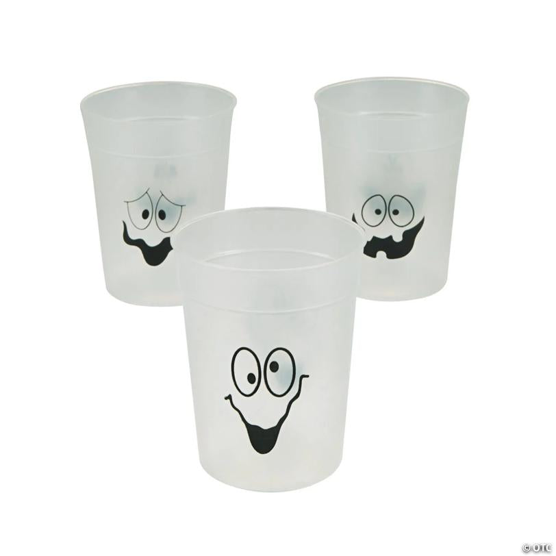 10 oz. Glow-in-the-Dark Spooky Face Halloween BPA-Free Plastic Cups - 12 Ct.