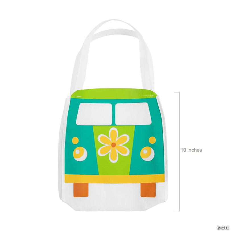 10" x 10" Medium Groovy Van-Shaped Nonwoven Tote Bags – 12 Pc.