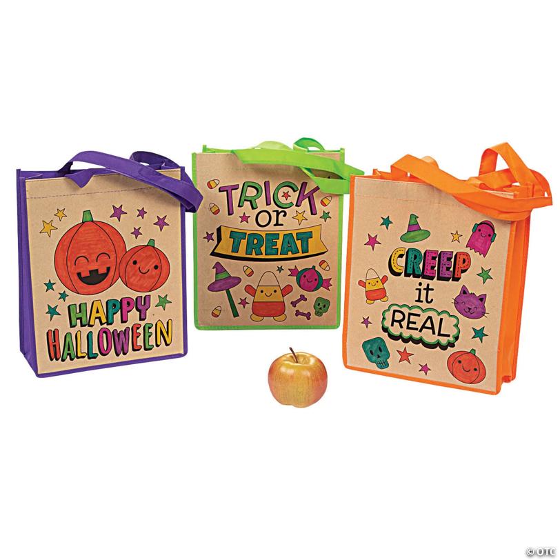 10" x 12" Color Your Own Large Halloween Nonwoven Tote Bags - 12 Pc.