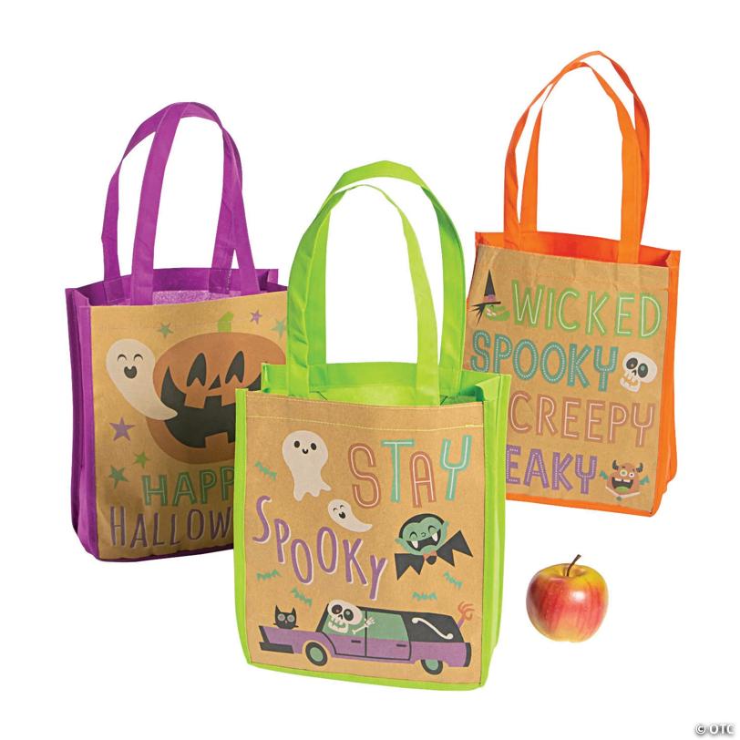 10" x 12" Large Nonwoven Halloween Tote Bags - 12 Pc.
