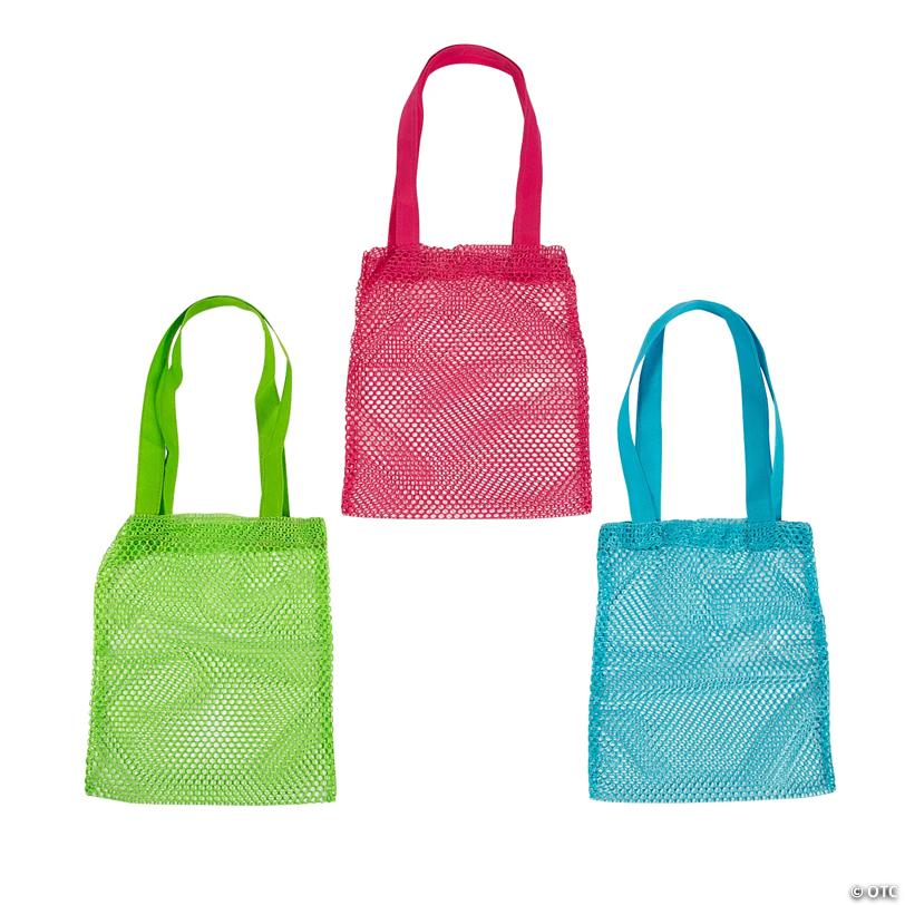 10" x 12" Medium Beach Mesh Polyester Tote Bags – 12 Pc.