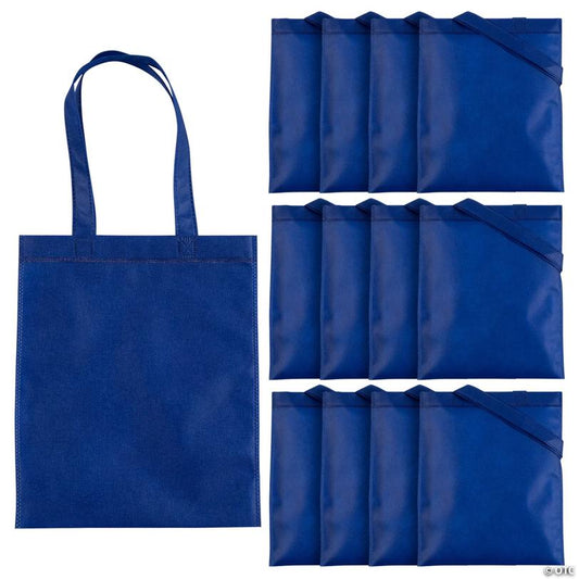 10" x 12" Medium Blue Nonwoven Tote Bags - 12 Pc.