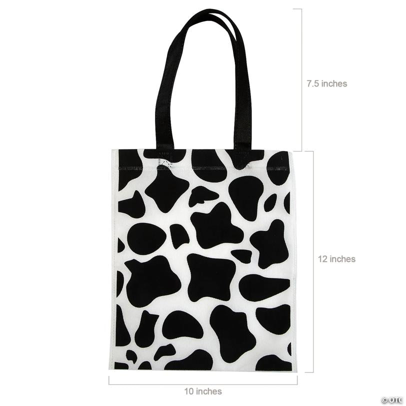 10" x 12" Medium Cow Print Nonwoven Tote Bags - 12 Pc.