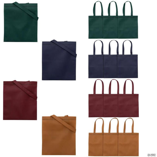 10" x 12" Medium Earth Tones Nonwoven Tote Bags - 12 Pc.