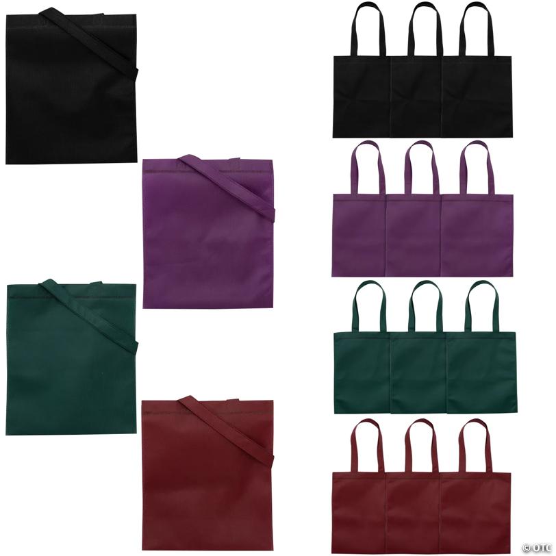 10" x 12" Medium Jewel Tones Nonwoven Tote Bags - 12 Pc.