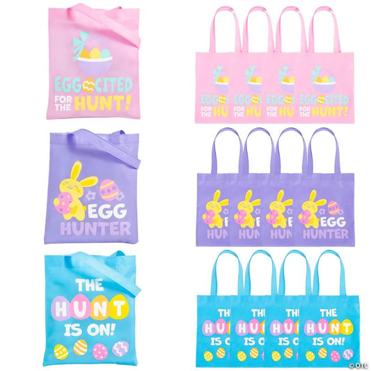 10" x 12" Medium Nonwoven Pastel Easter Egg Hunt Tote Bags - 12 Pc.