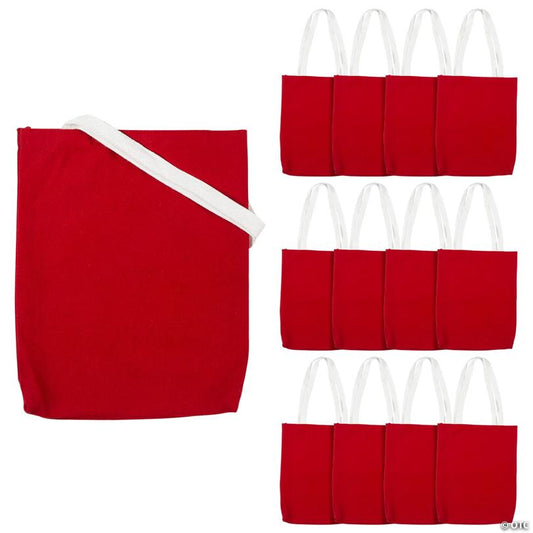 10" x 12" Medium Red Canvas Tote Bags - 12 Pc.