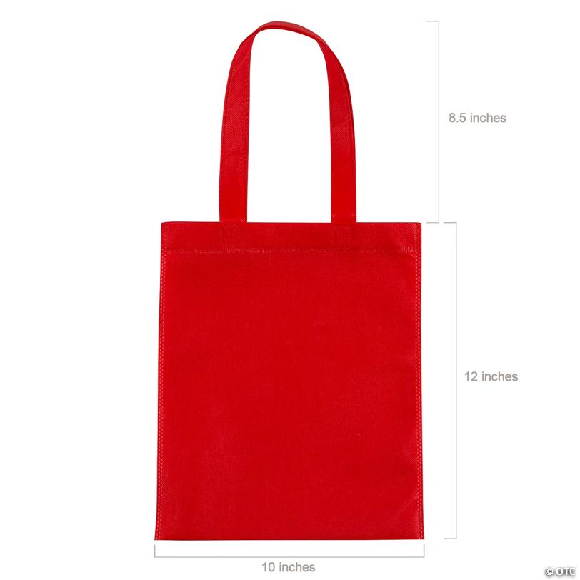10" x 12" Medium Red Nonwoven Tote Bags - 12 Pc.