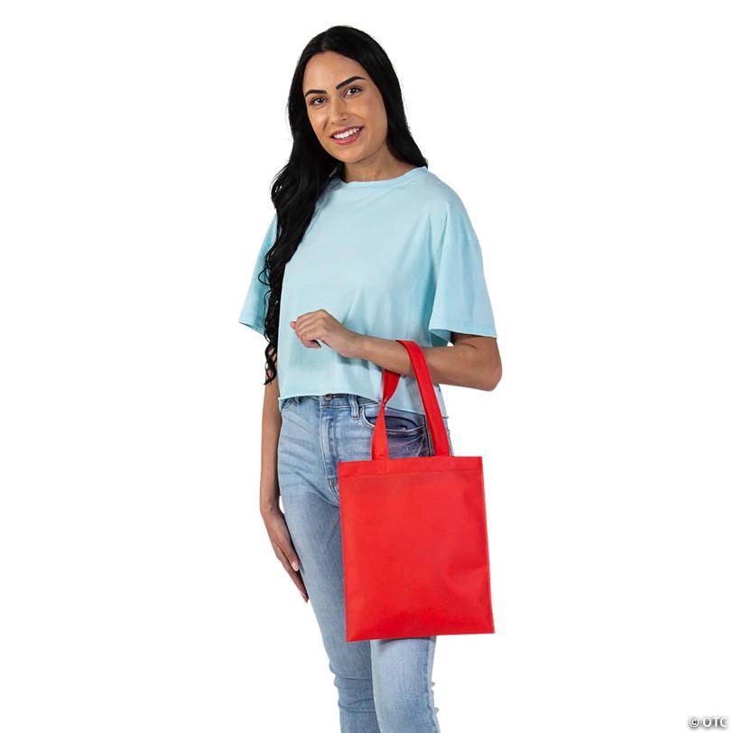 10" x 12" Medium Red Nonwoven Tote Bags - 12 Pc.