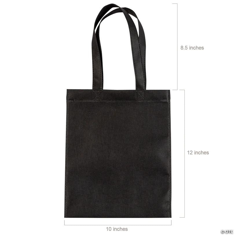 10" x 12" Medium Black Nonwoven Tote Bags - 12 Pc.