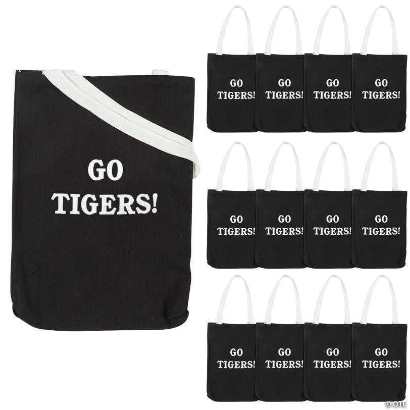 10" x 12" Personalized Medium Black Canvas Tote Bags - 12 Pc.