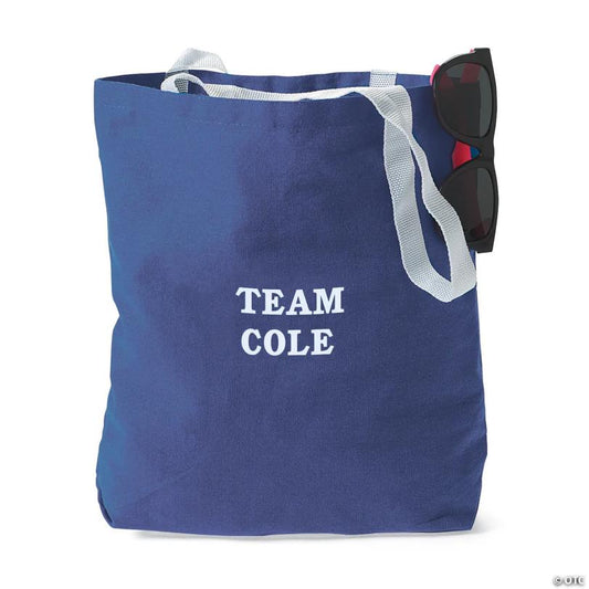 10" x 12" Personalized Medium Blue Canvas Tote Bags - 12 Pc.