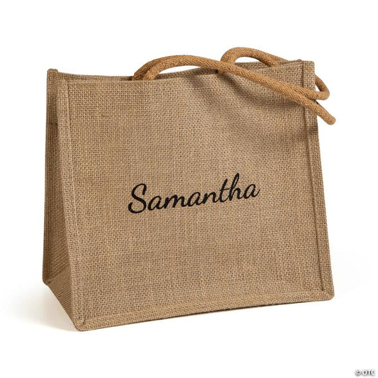 10" x 12" Personalized Medium Burlap Tote Bag