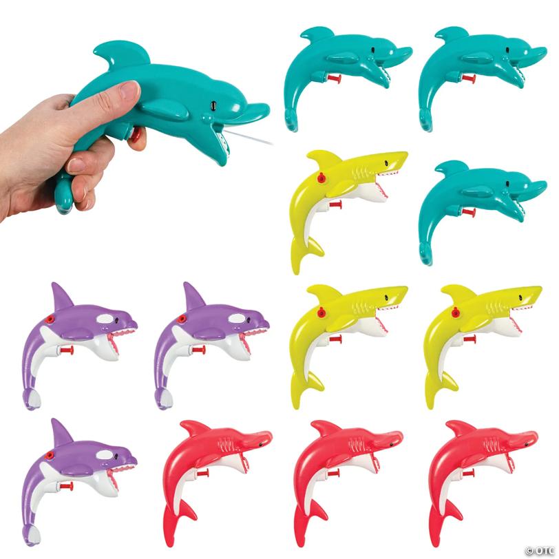 10" x 13 1/2" Bright Color Sea Life Plastic Squirt Guns - 12 Pc.