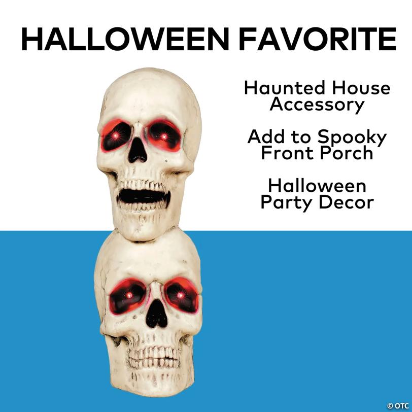 10" x 27 1/2" Creepy Bones Plastic Human Skull Stack Halloween Decoration