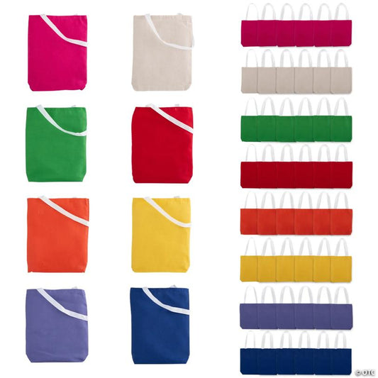10" x 2" x 12" Bulk 50 Pc. Medium Canvas Tote Bag Assortment