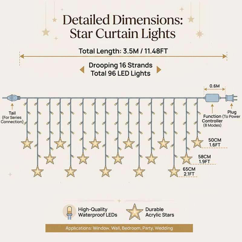 11.5' Star LED String Lights