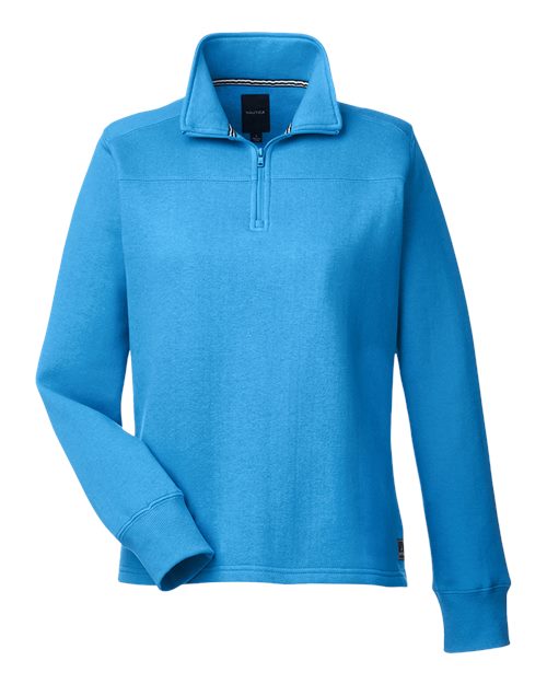 Women’s Anchor Fleece Quarter-Zip Sweatshirt | Nautica Cotton Blend Pullover | USA Decoration