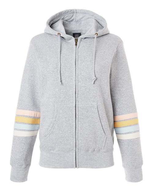 Women's Striped Sleeves Full-Zip Hooded Sweatshirt | USA Decoration
