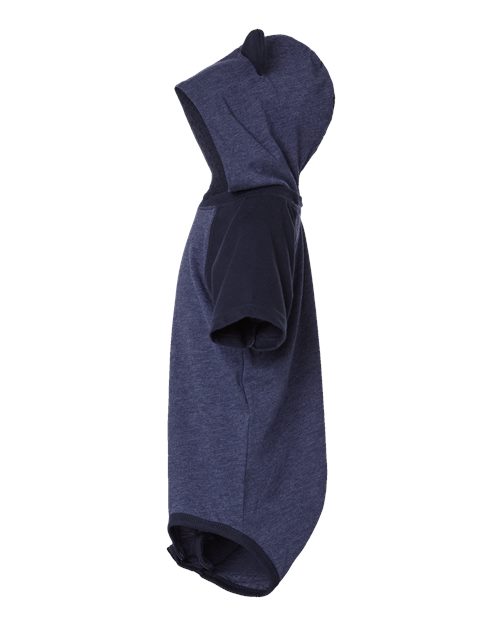 Fine Jersey Infant Short Sleeve Raglan Bodysuit with Hood & Ears | USA Decoration