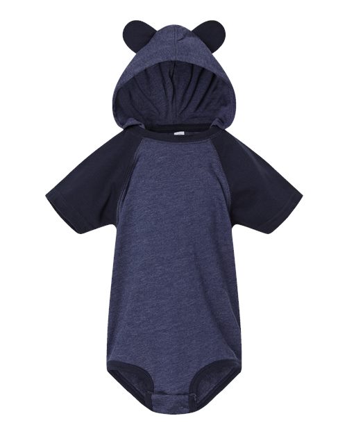 Fine Jersey Infant Short Sleeve Raglan Bodysuit with Hood & Ears | USA Decoration