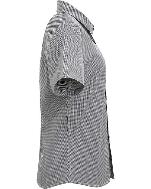 Women's Microcheck Gingham Short Sleeve Cotton Dress Shirt | USA Decoration