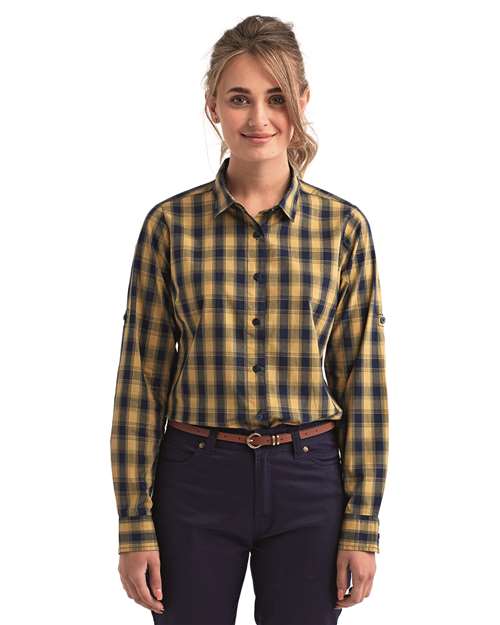 Women's Mulligan Check Long Sleeve Cotton Dress Shirt | USA Decoration