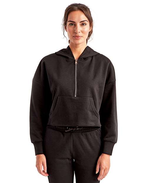 Women's Alice Half-Zip Hooded Sweatshirt | USA Decoration