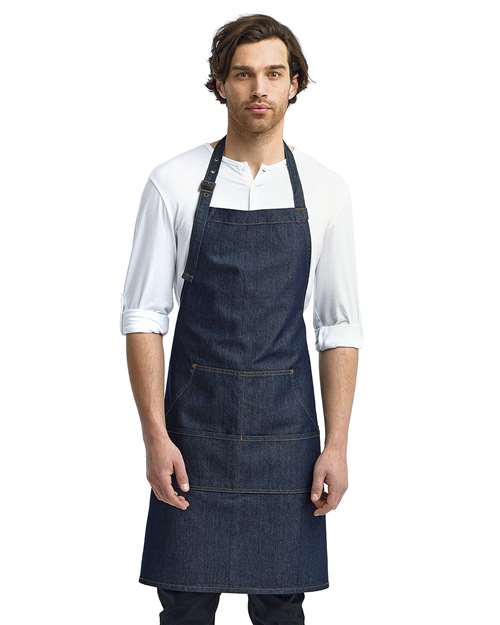 Jeans Stitch Denim Bib Apron with Pockets | USA Decoration
