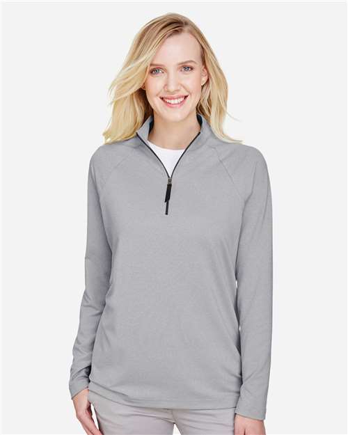 Women's CrownLux Performance® Clubhouse Micro-Stripe Quarter-Zip Pullover | USA Decoration